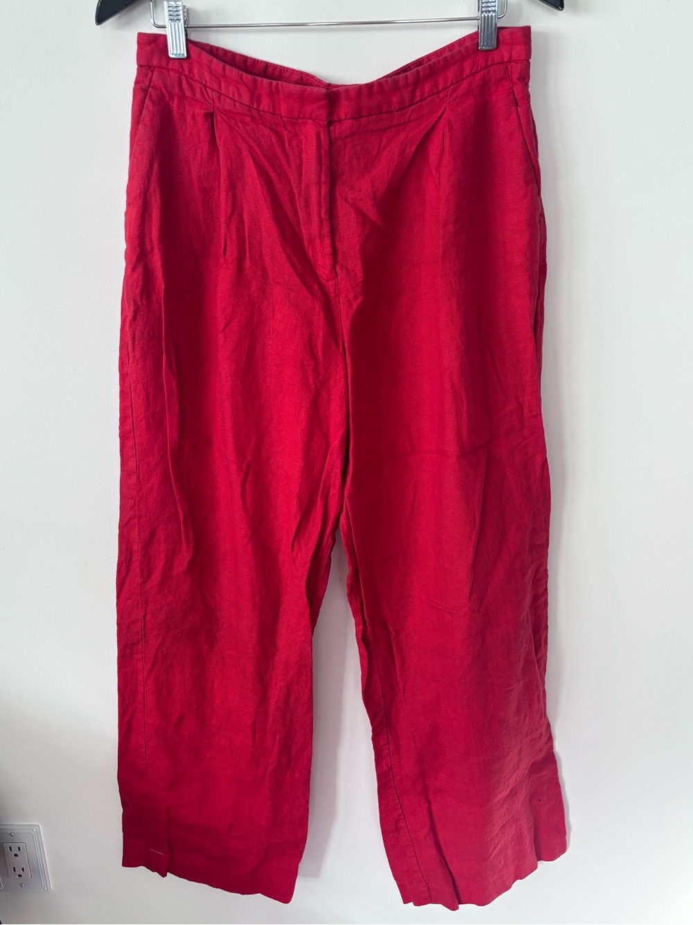 Mango Red Linen-Blend Casual wide leg pants sz 10 (LG)